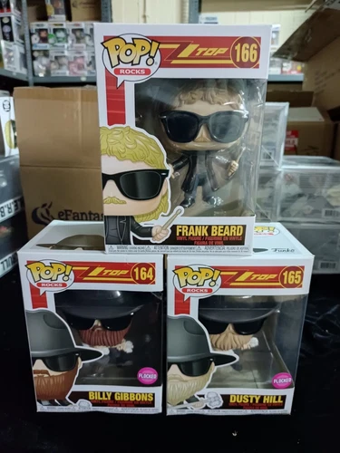 FUNKO POP ROCKS! ZZ TOP BUNDLE BILLY GIBBONS, DUSTY HILL, FRANK BEARD  W/Protect