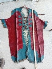 Old Leather Custom Made Western Chaps Fringed Clubs Maroon Blue Rodeo Parade