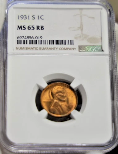 1931 S US Lincoln 1c Key Date NGC MS65 RB (Red Brown)
