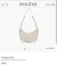 Polene Numéro Dix Half Moon Bag Beige Leather 2Way Shoulder Crossbody