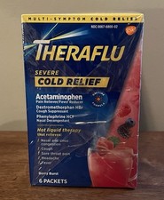3x Thera Flu Severe Cold Relief Daytime Berry Burst 18 Packets Exp 07/2026