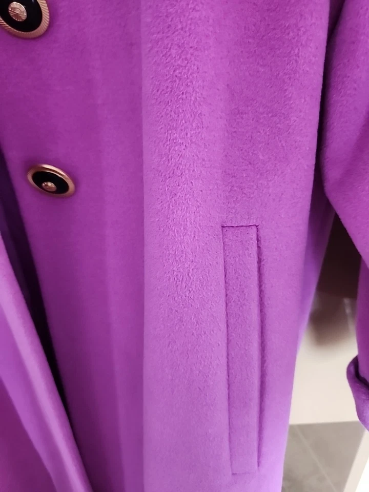 Abrigo vintage de lujo Féraud Paris mezcla de lana magenta para mujer talla 6 Alemania Foto 4 de 4