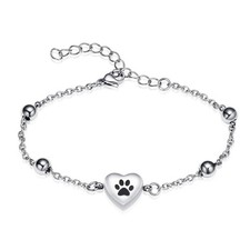 Pet Paw Urn Bracelet for Ashes - Adjustable Heart Cremation Jewelry for Dogs C