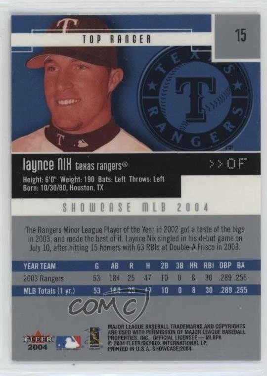 2004 Fleer Showcase Laynce Nix #15 - Image 2 of 2