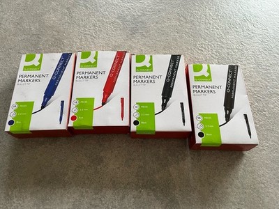 Permanentmarker Restposten Q-Connect Kugelspitze 2-3 mm blau rot schwarz - 40 Stück