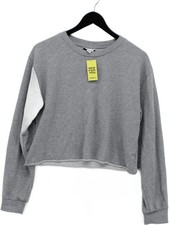 Topshop Women's Hoodie UK 12 Grey Polyester with Cotton, Elastane Pullover