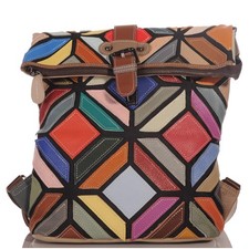 Backpack shopper shoulder bag pachwork genuine leather city back 30664