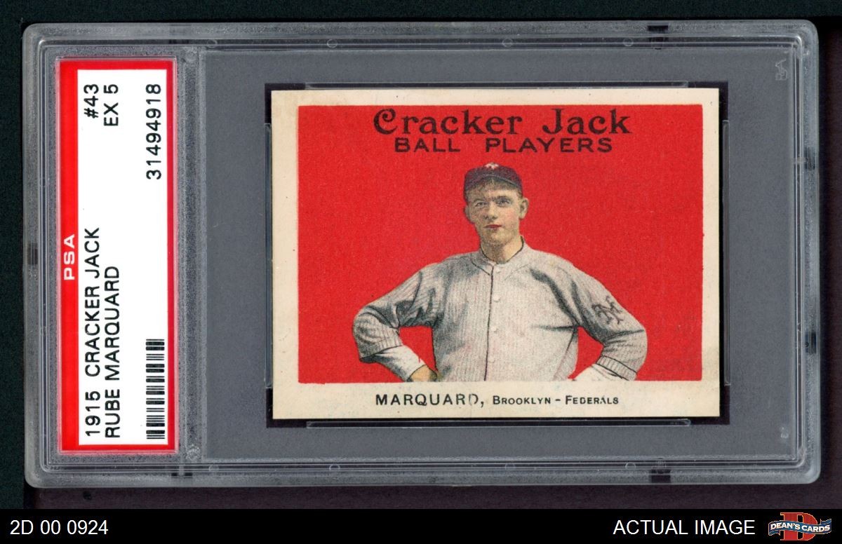 1915 Cracker Jack #43 Rube Marquard Dodgers HOF PSA 5 - EX