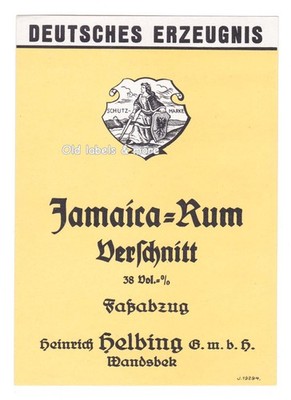 x2988 WANDSBEK - HAMBURG Heinr. Helbing JAMAICA RUM label label étiquette rhum