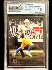 JUSTIN HERBERT PANINI CHRONICLES ROOKIE CARD #PA-3 GEM 10 GEM MINT CHARGERS HOT!. rookie card picture
