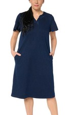 Denim & Co. Women's Comfy Knit Air Flutter Sleeve Dress Dark Wash