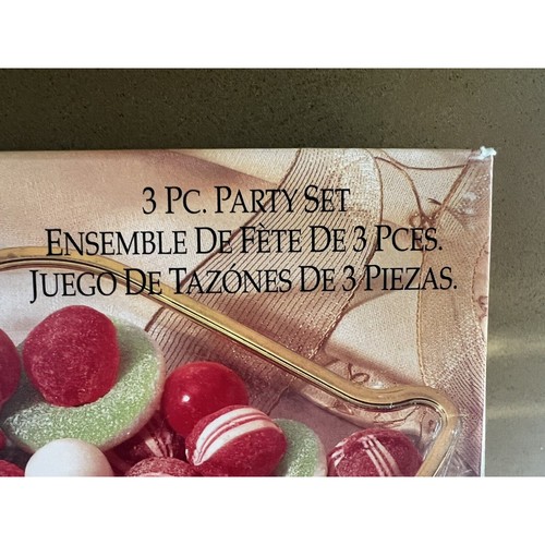 Plato de vela de caramelo dorado de vacaciones de vidrio Indiana con adornos dorados - Juego de 3-de colección - Imagen 12 de 12