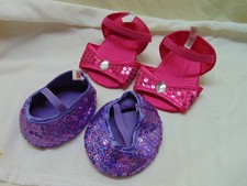 2 Build-A-Bear Purple Sequin Ballet Slippers  Pink Sequin Sandals