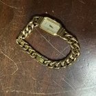 Vintage 80's Timex Women BA CELL Dress Gold Tone Link Tank Wristwatch Watch