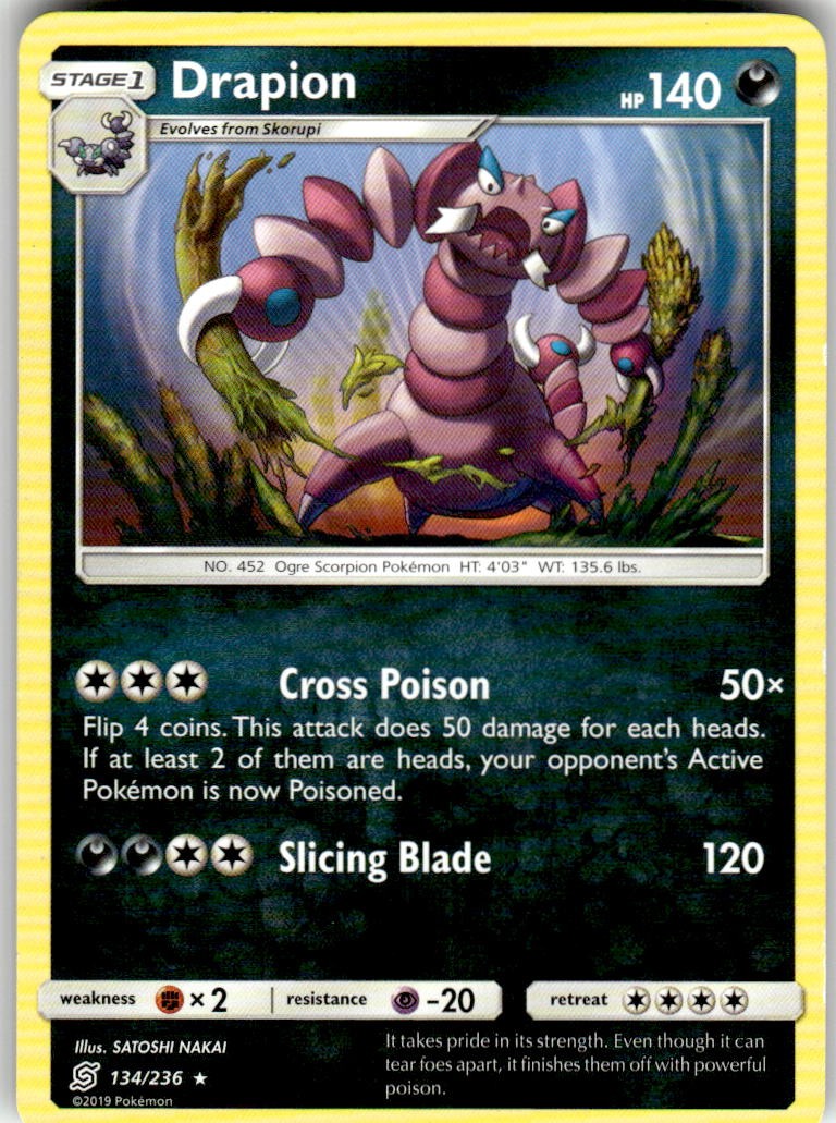 Drapion 134/236 Rare Unified Minds Pokemon Near Mint
