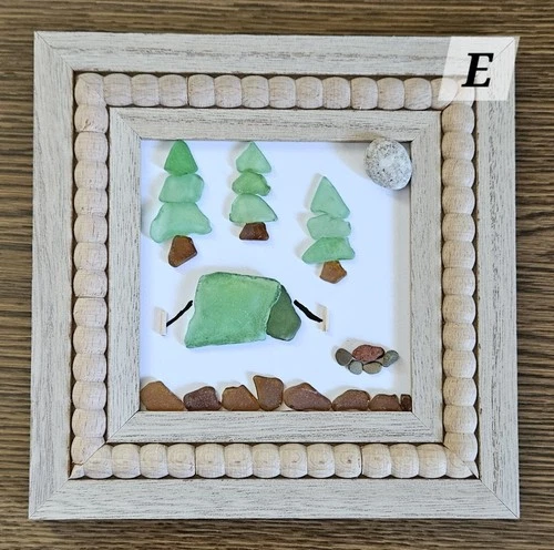 Lake Erie Beach Glass and Pebble Art TENT CAMPING  Picture Coastal Decor Sea 