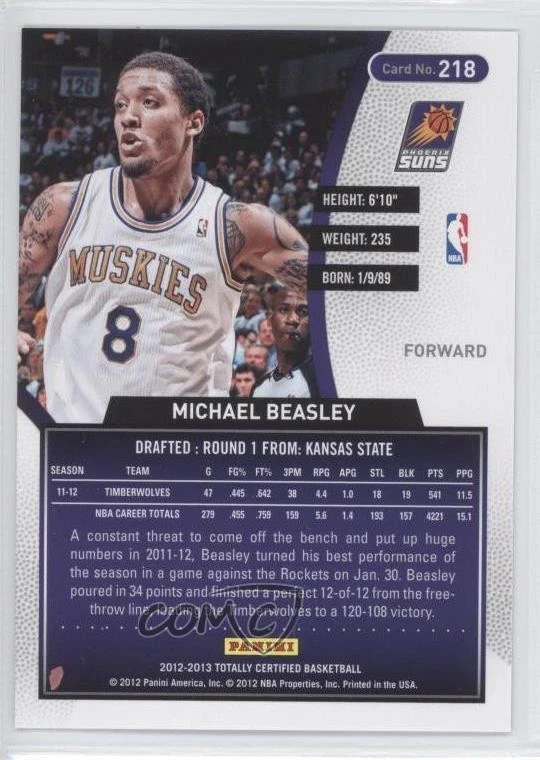 2012-13 Totally Certified Michael Beasley #218 - Image 2 of 2