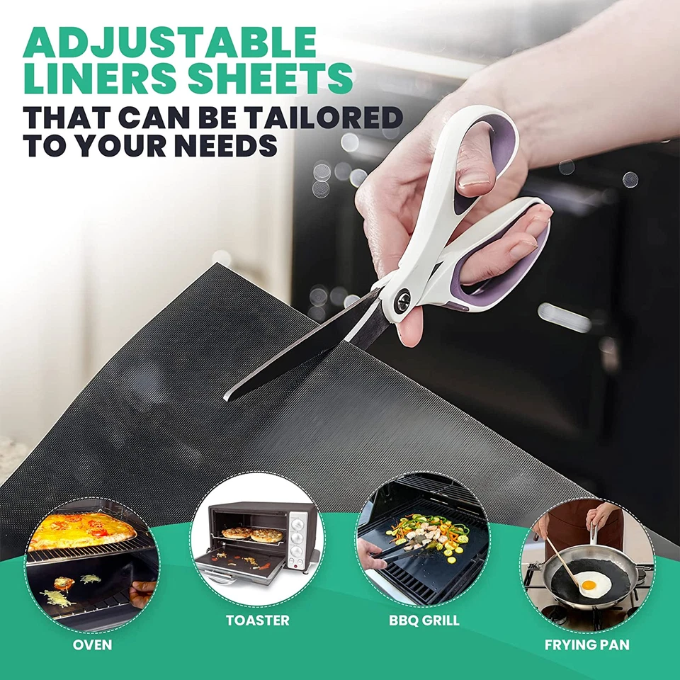 Revestimiento de horno grande de alta resistencia (paquete de 3) - Revestimientos de horno de teflón para parte inferior del horno para Foto 4 de 4