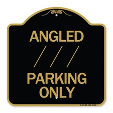 Designer Series - Angle Parking Only (With Bidirectional Arrow) 1 Metal Sign