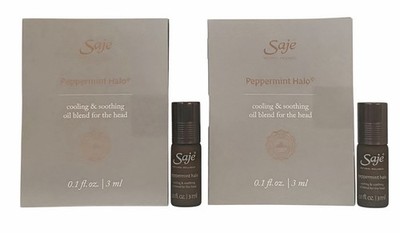 Saje Peppermint Halo Cooling & Soothing Oil Blend Mini Sample Size 3 ml Each x2