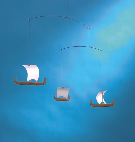 WIKINGERSCHIFFE 3 FLENSTED HÄNGENDE MOBILE KINETISCHE KUNST DÄNISCH MODERN DÄNEMARK NEU - Bild 2 von 2