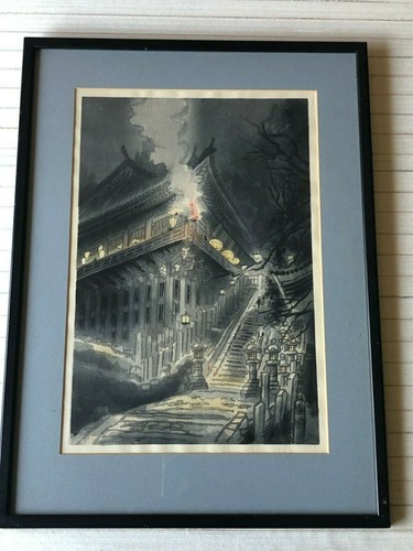 Uchida Woodblock Print "The O-Mizutori of the Nigatsudo Hall" by Eiichi Kotozuka