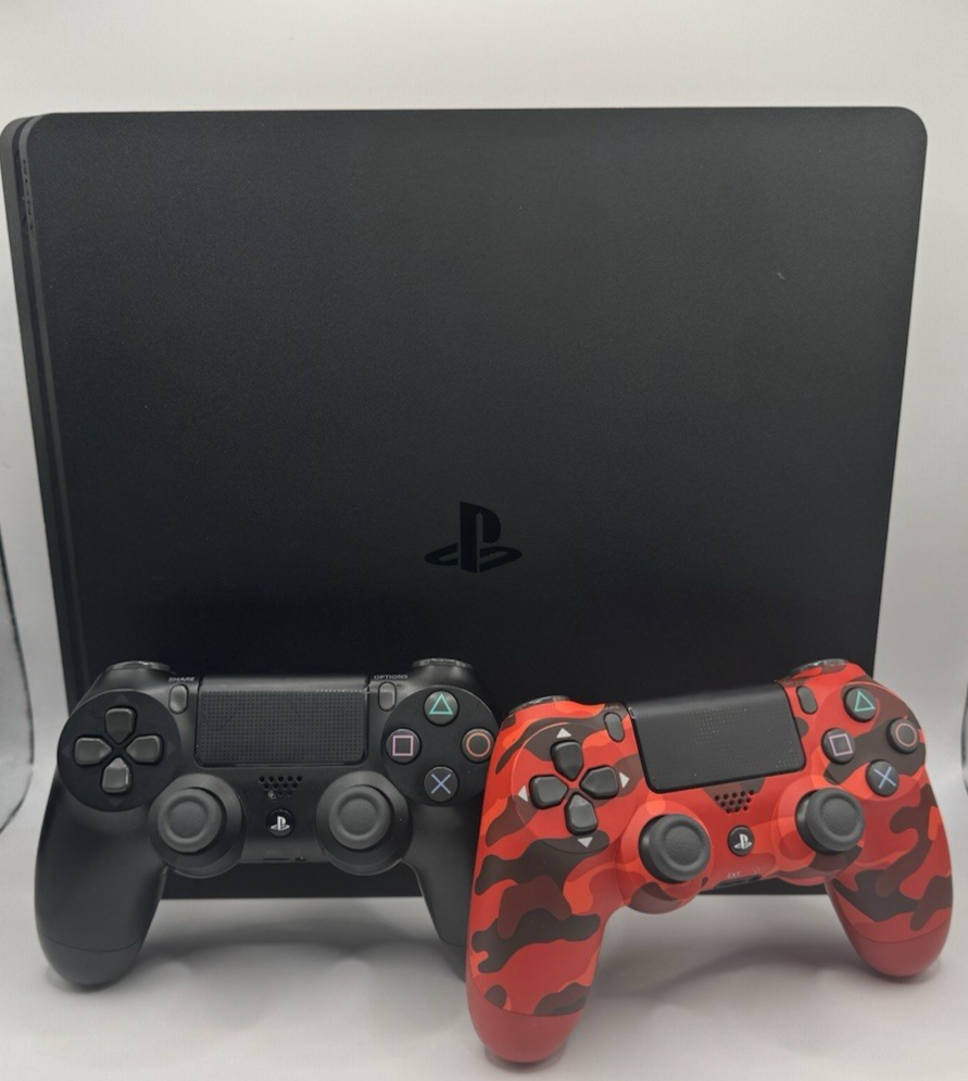 PlayStation 4 Slim 500GB Black with 2 Controllers - Excellent Condition CUH-2015A-image