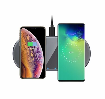 Techno S Fast Qi Dual Wireless Dock Charging Station for Apple,Samsung, Huawei