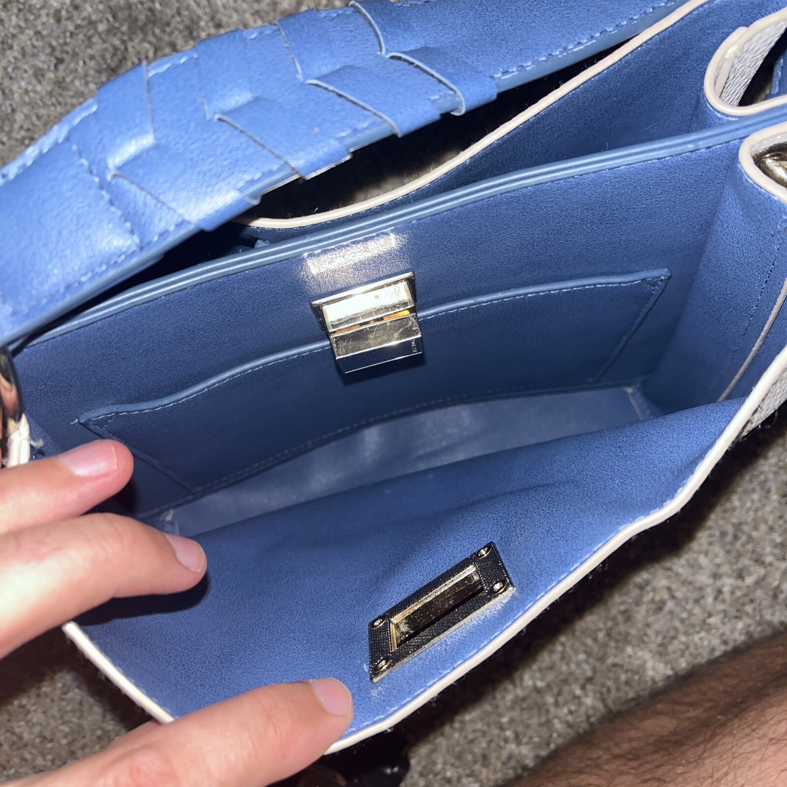 Steve Madden Off White Saddle Bag Shoulder Purse Blue… Gem