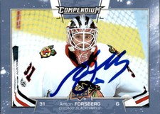 Anton Forsberg Signed Auto 2017-18 Compendium card Chicago Blackhawks