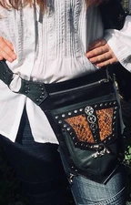 Leather & Python Festival Steampunk Leg Bag Utility Pouch Belt holster leg Biker