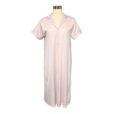 Vintage Vanity Fair House Robe M Pink Stripe House Coat Button Front