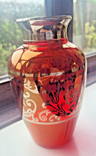 Venetian TIMON Ruby Red Glass Vase With Silver Overlay-245