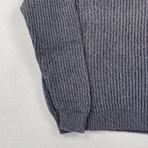 LL Bean Sweater Men's Medium Blue Henley Long Sleeve Knit Heavyweight Fisherman - Picture 5 of 10