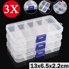 3X Transparent 10 Compartment Plastic Organizer Storage Box Removable Divider UK