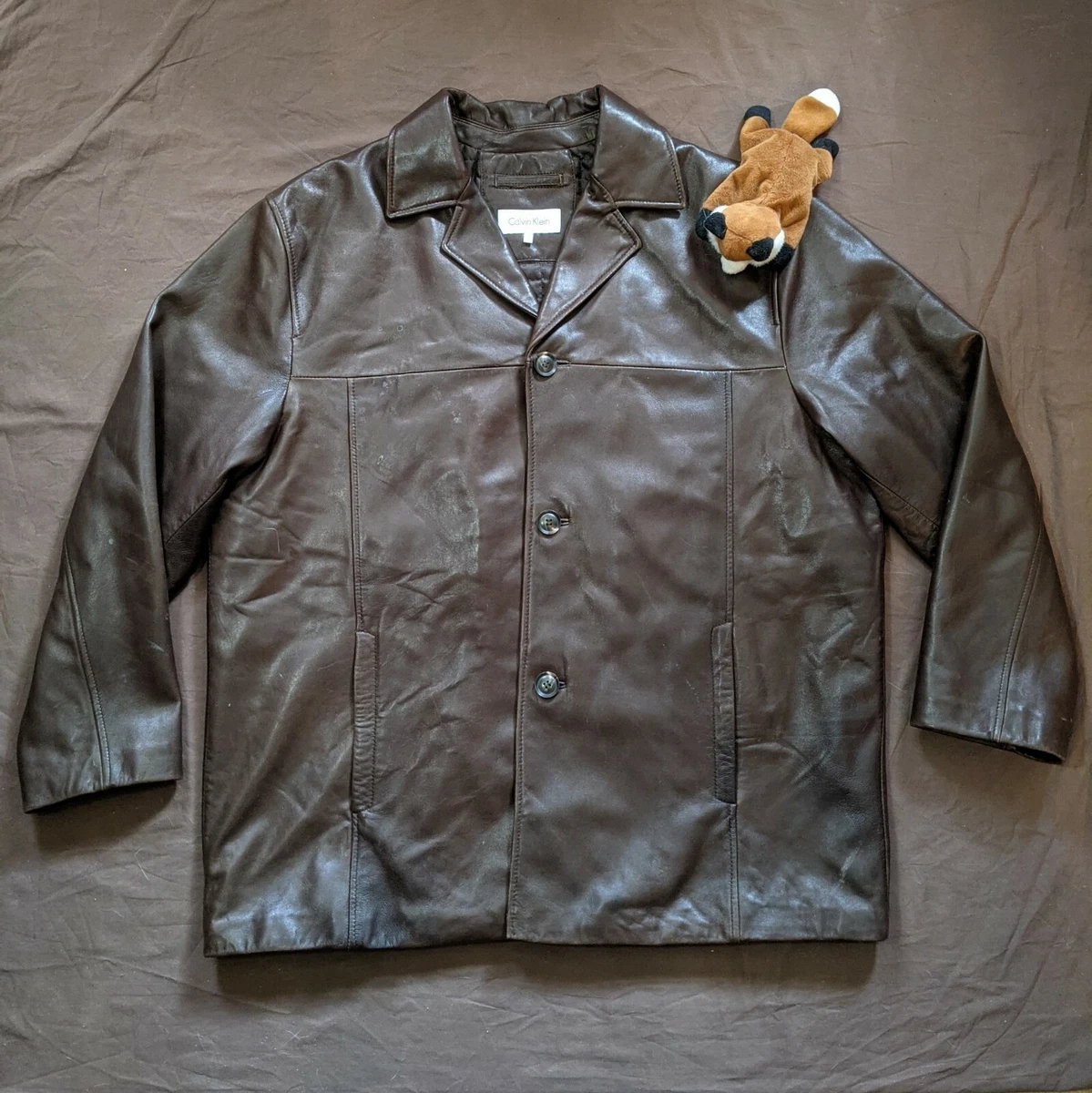Calvin klein genuine clearance leather jacket mens