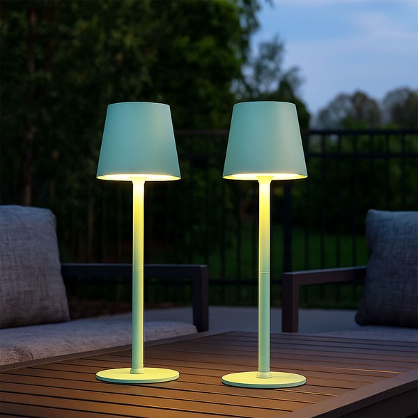 Tischleuchte AußEn Tischlampe Gartenleuchte Touchdimmer BlassgrüN Led 2Er Set-image