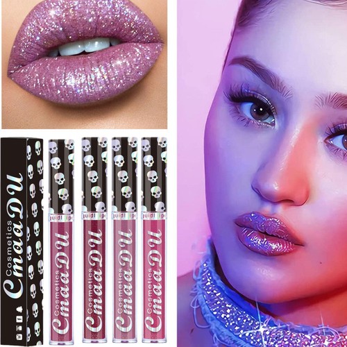 Liquid Matte Lipstick & Metallic Glitter Shimmer Gloss Liquid Lip Stick Pink Red - Picture 3 of 14