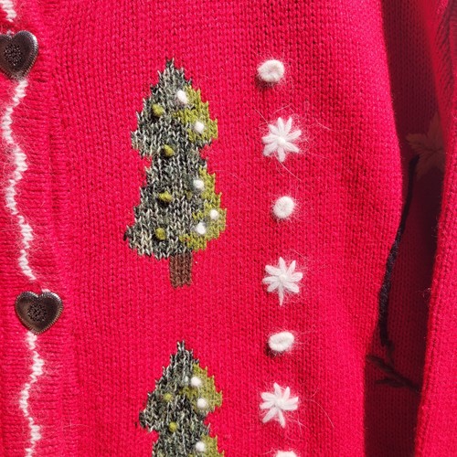 The Quacker Factory Size 1x Cardigan Sweater Metal Button Embroidered Snowman - Picture 10 of 14