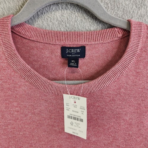 J Crew Sweater Mens XL Cotton Crewneck Sweater-tee Heathered Rose Sweatshirt New - Picture 5 of 12