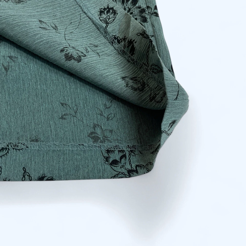 Falda Floral Larga Verde Azulado Colección Kathie Lee Talla 14 Tiro Alto Foto 3 de 4