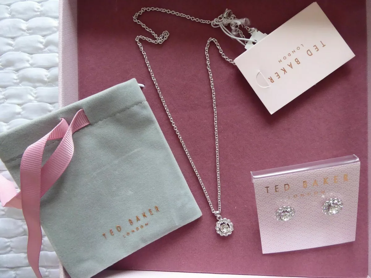 Ted Baker Swarovski Crystal Daisy Pendant Necklace and stud