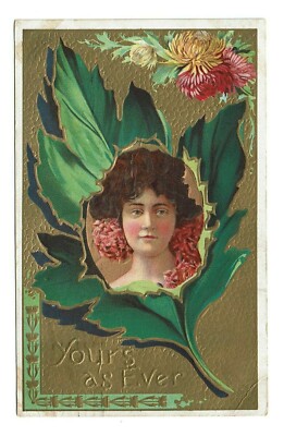 Vintage Embossed Postcard - YOURS AS EVER - Cancellation 1909 Lincoln IL