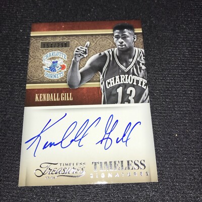 2013-14 Timeless Treasures Kendall Gill Timeless Signatures Auto 154/299 Hornets