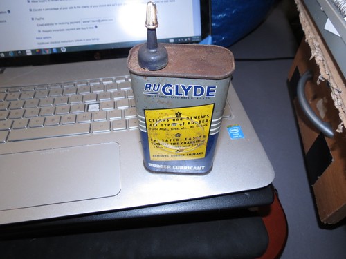 RARE VINTAGE RU GLYDE RUBBER LUBRICANT TIN CAN  - Picture 1 of 3