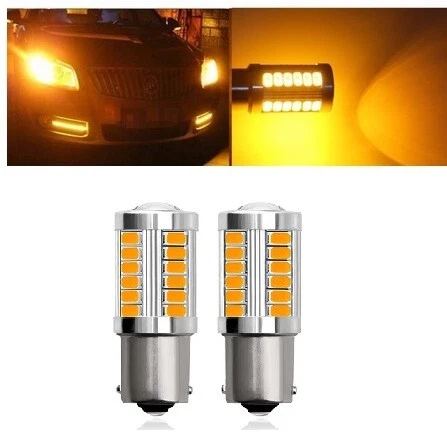 BA15S LED Bulbs P21W Orange 1156 33 smd Flashing Night Lights 12V Auto