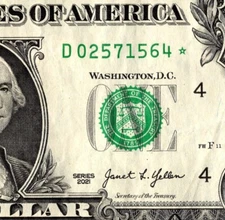 2021 D Star Note One Dollar Bill Regular Run Pack Note