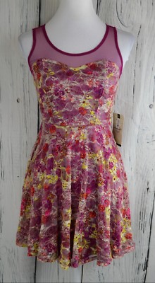 American Rag Lace Illusion Skater Dress Fit Flare A-Line Sleeveless Purple Small