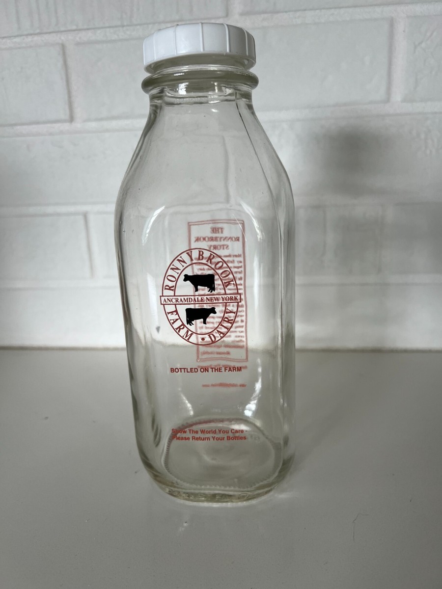 32 oz. Square Quart Clear Glass Milk Bottle - The Cary Company