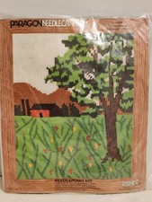 Vintage 1977 Paragon Needlecraft Farm Scene 5405 Needlepoint Kit Fits 8X10 Frame